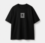 Arabic Calligraphy Waw & Dervish Graphic Black Oversized T-Shirt