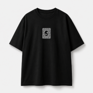 Arabic Calligraphy Waw & Dervish Graphic Black Oversized T-Shirt