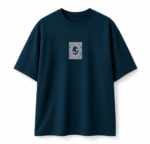 Arabic Calligraphy Waw & Dervish Graphic Blue Oversized T-Shirt