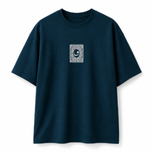 Arabic Calligraphy Waw & Dervish Graphic Blue Oversized T-Shirt